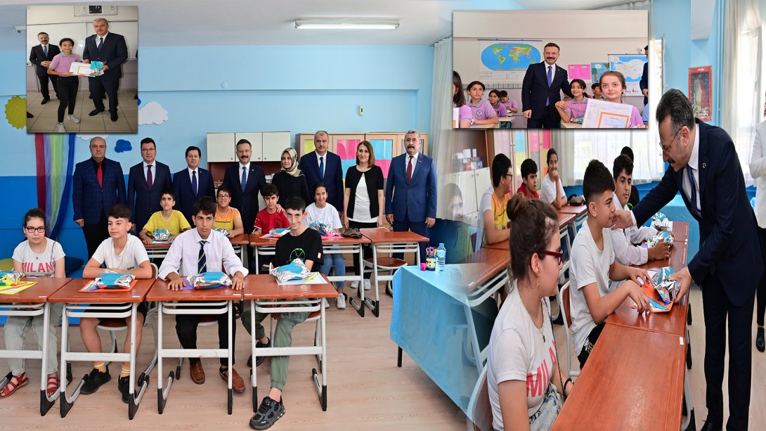 Valimiz Sayın Hüseyin AKSOY, 2021-2022 Eğitim Öğretim Yılı Sonu Karne Sevincini Efeler Osman Yozgatlı Ortaokulu Öğrencileri İle Paylaştı